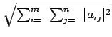 $ \sqrt{\sum_{i=1}^m
\sum_{j=1}^n \vert a_{ij}\vert^2}$